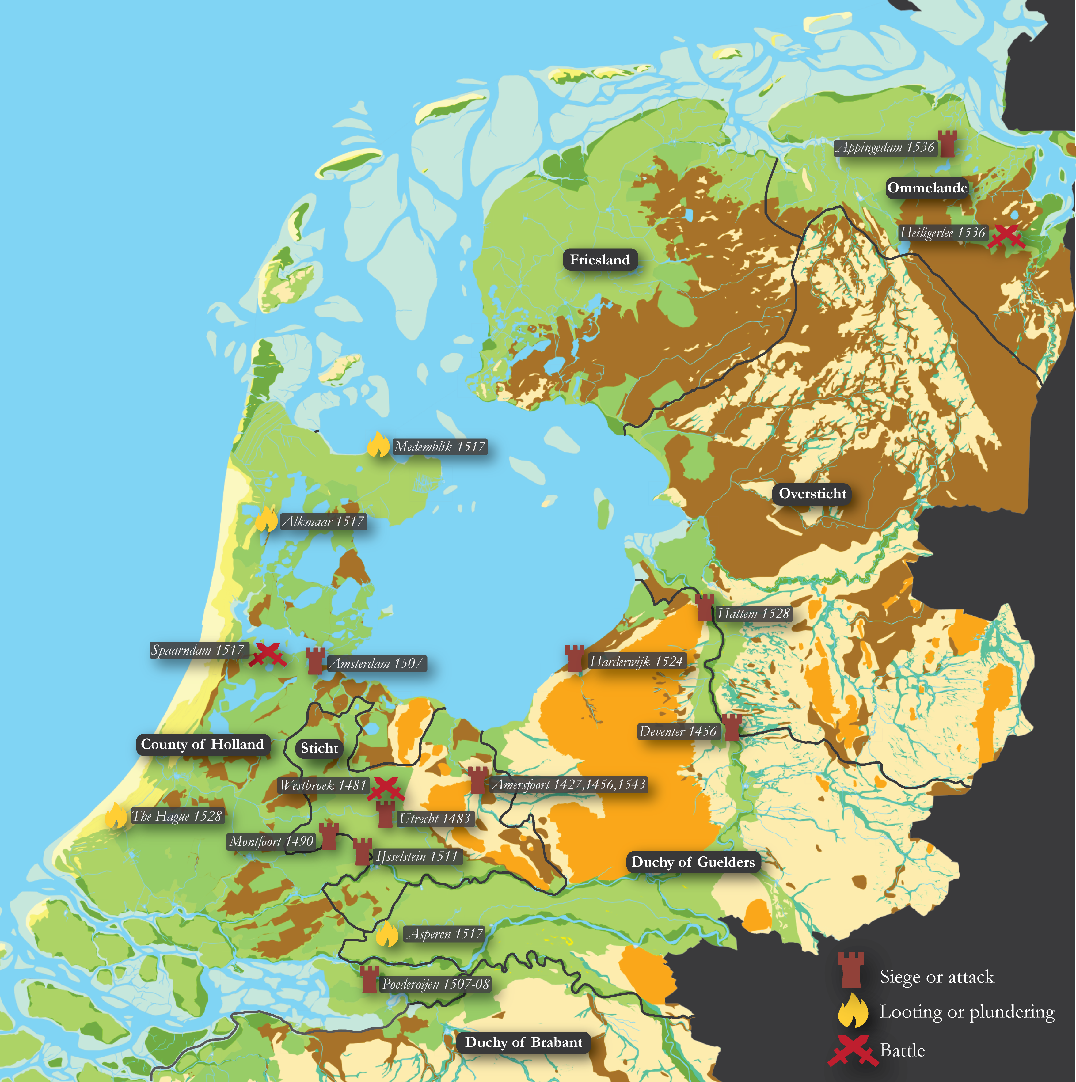Fig 3 Map of the battles sieges and plunderings
