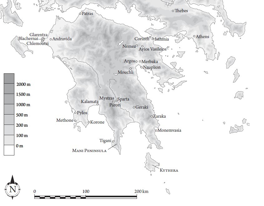 Map of Frankish Peloponnese